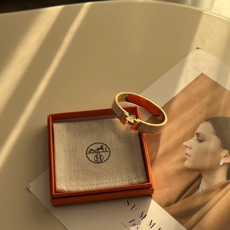 HERMES Clic H手環 - 米白玫瑰金-2