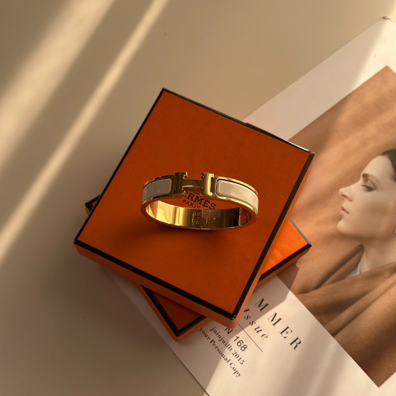 HERMES Clic H手環 - 米白玫瑰金-4