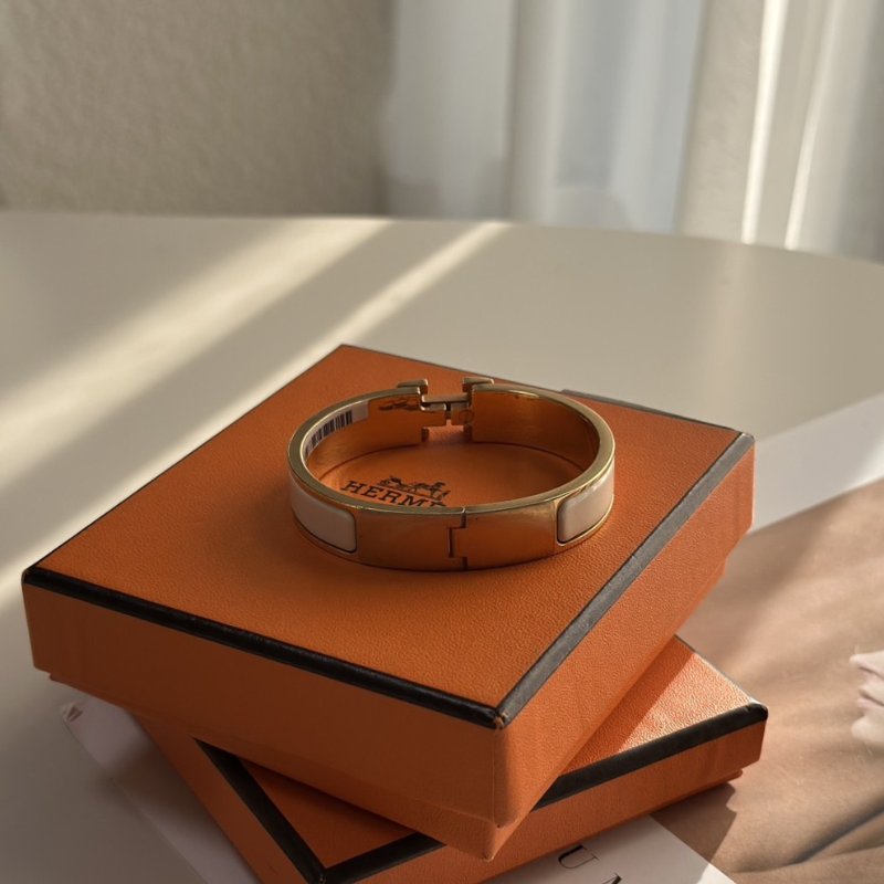 HERMES Clic H手環 - 米白玫瑰金-5