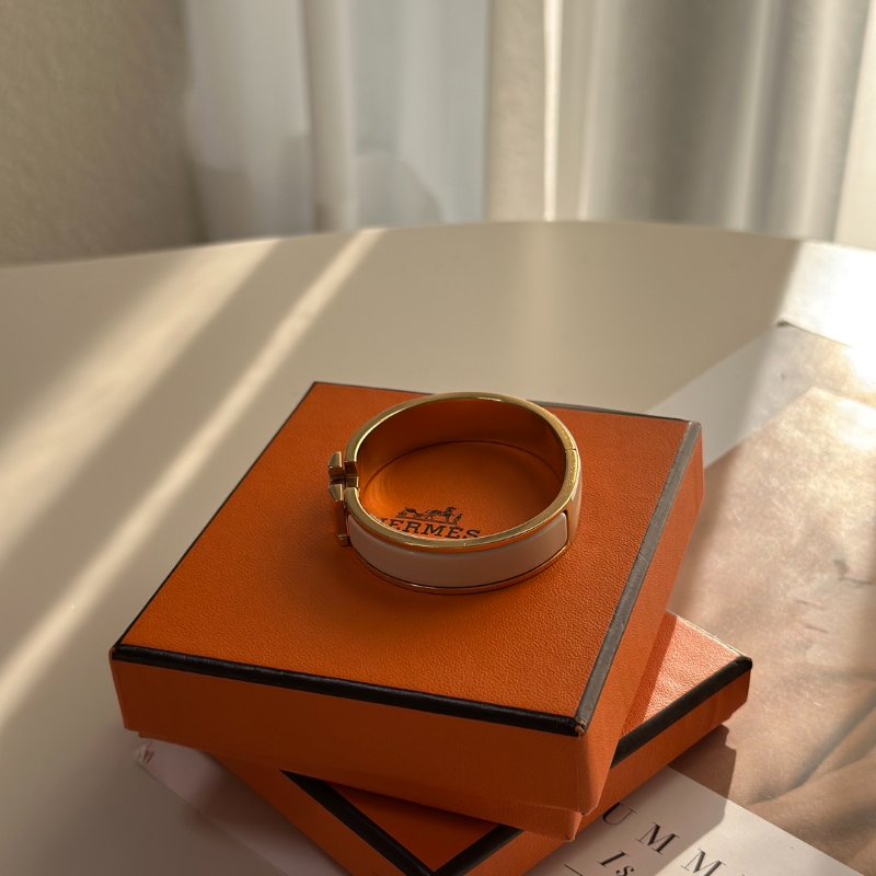 HERMES Clic H手環 - 米白玫瑰金-6