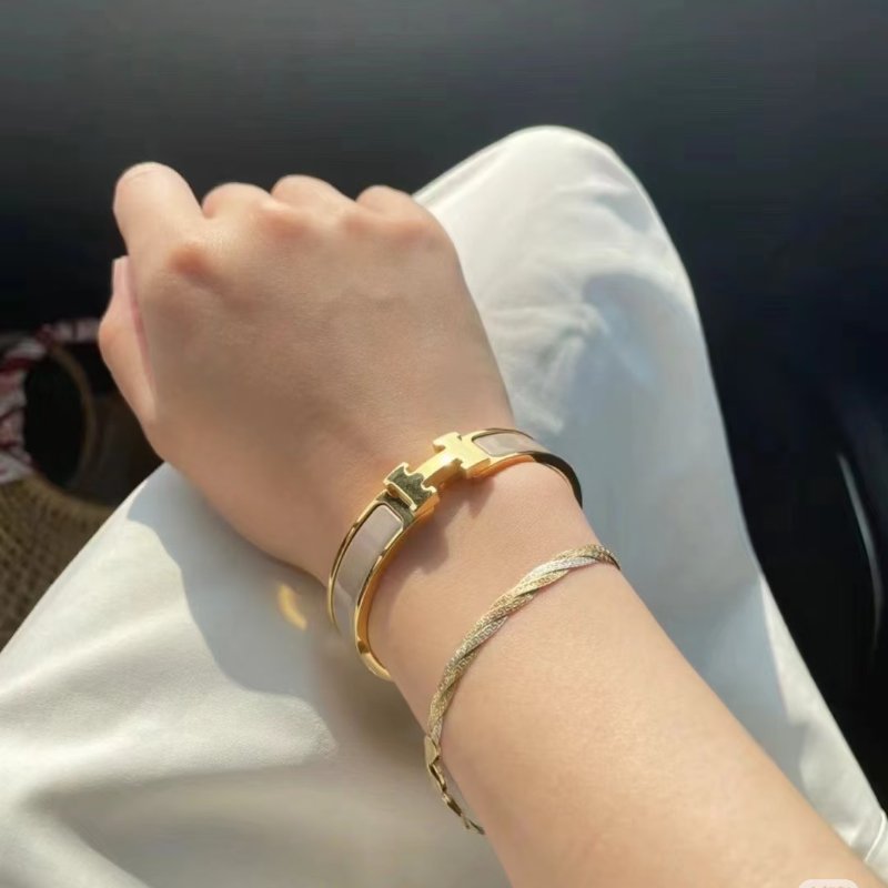 HERMES Clic H手環 - 米白玫瑰金-1