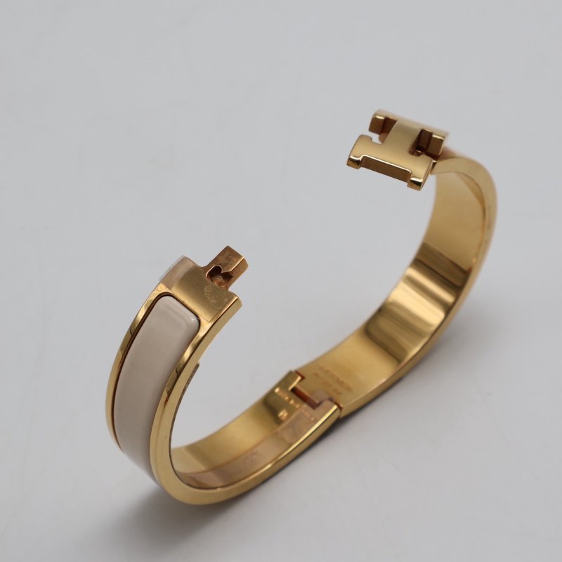 HERMES Clic H手環 - 米白玫瑰金-5