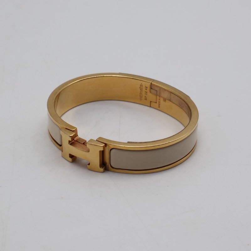 HERMES Clic H手環 - 米白玫瑰金-6