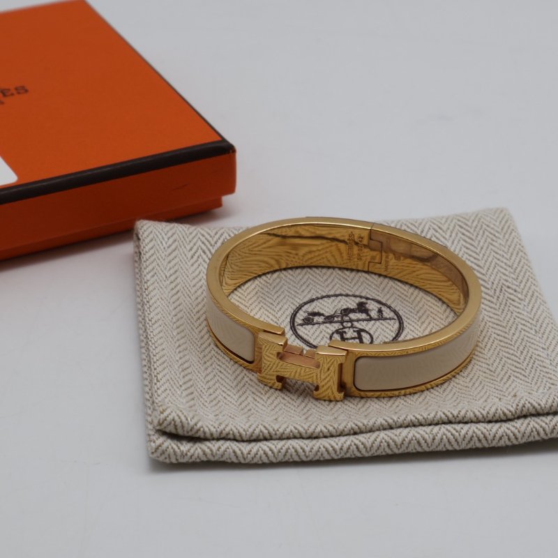 HERMES Clic H手環 - 米白玫瑰金-7