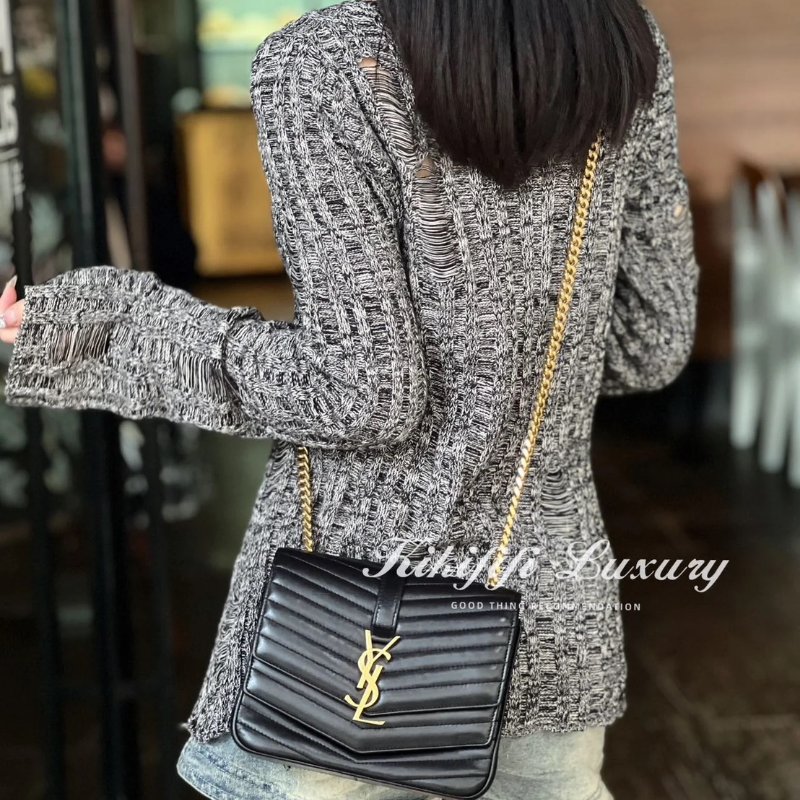 YSL Sulpice信封郵差包 - 中號黑金-1