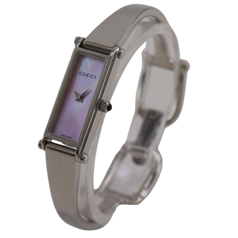 Gucci 1500L 女士不鏽鋼石英模擬腕錶，粉紅色錶盤-1