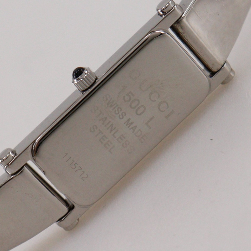 Gucci 1500L 女士不鏽鋼石英模擬腕錶，粉紅色錶盤-6