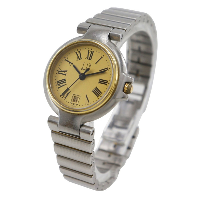 登喜路千禧系列女士腕錶，不鏽鋼錶殼，鍍金石英機芯，模擬顯示，錶盤-1