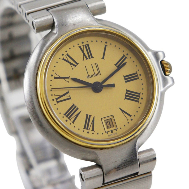 登喜路千禧系列女士腕錶，不鏽鋼錶殼，鍍金石英機芯，模擬顯示，錶盤-2