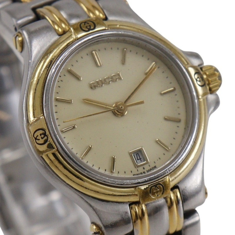 Gucci 女士腕錶,9040L 不鏽鋼錶殼,銀色石英機芯,指針式顯示,象牙色錶盤-2