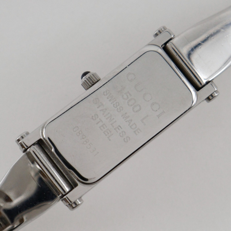 Gucci 1500L 女士不鏽鋼石英模擬腕錶，粉紅色錶盤-5