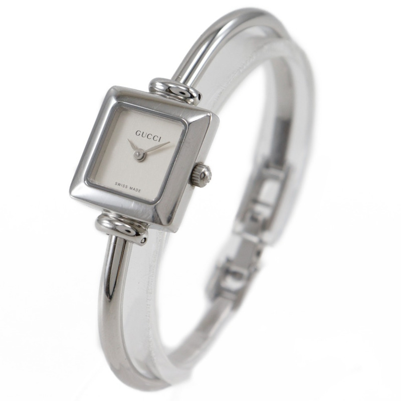 Gucci 女士 1900L 不鏽鋼石英模擬腕錶,銀色錶盤-1