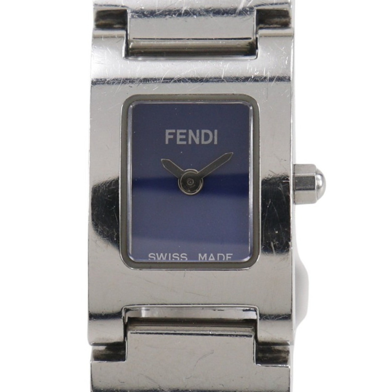 Fendi Olologi 女士腕錶，3150L 不鏽鋼錶殼，銀色石英機芯，指針式顯示，藍色錶盤-0