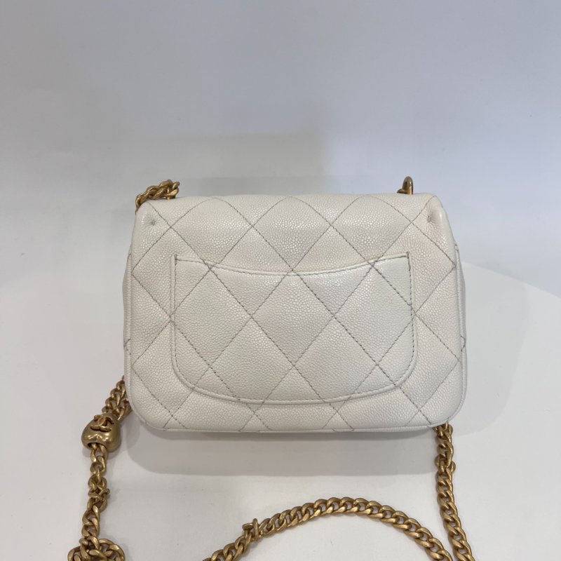 CHANEL CF愛心金球CF20金鍊包荔枝白AS3829/晶片款-1