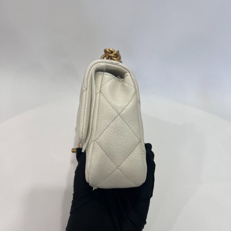 CHANEL CF愛心金球CF20金鍊包荔枝白AS3829/晶片款-3