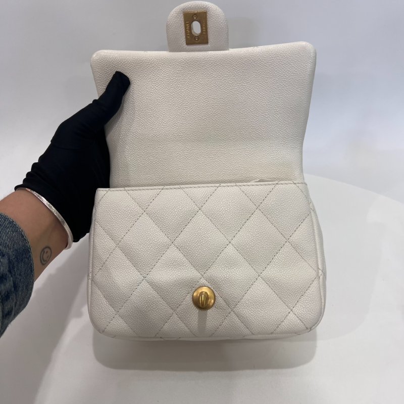 CHANEL CF愛心金球CF20金鍊包荔枝白AS3829/晶片款-4