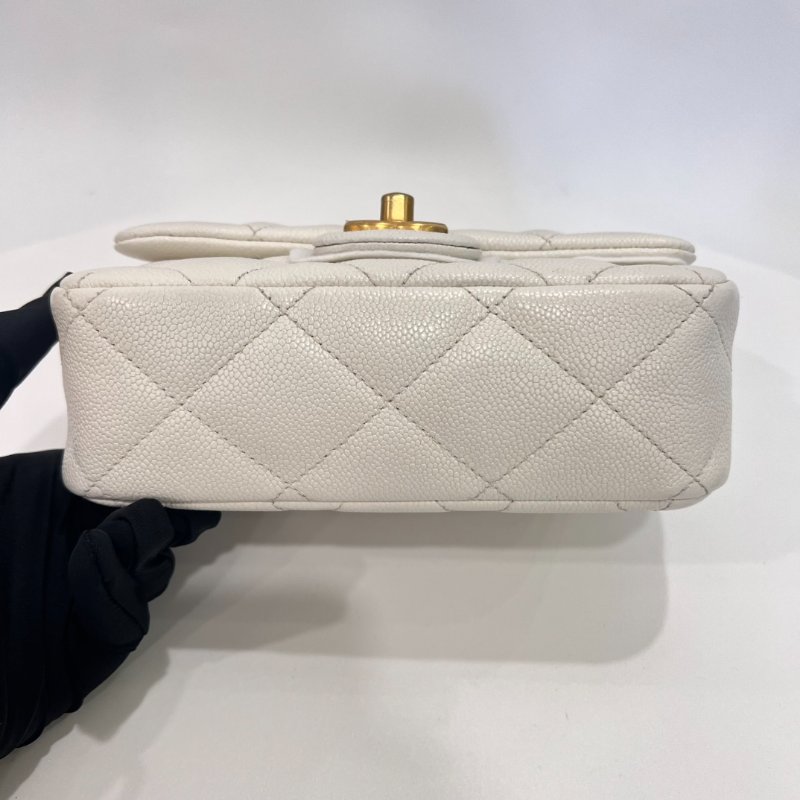 CHANEL CF愛心金球CF20金鍊包荔枝白AS3829/晶片款-5