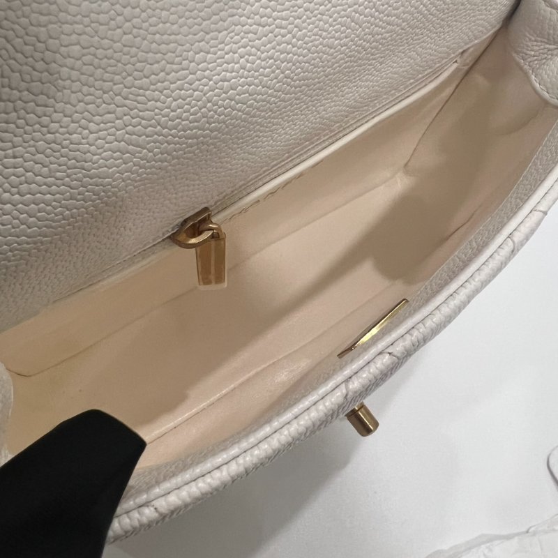 CHANEL CF愛心金球CF20金鍊包荔枝白AS3829/晶片款-6