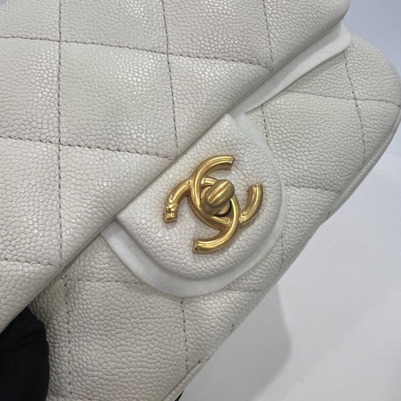 CHANEL CF愛心金球CF20金鍊包荔枝白AS3829/晶片款-7