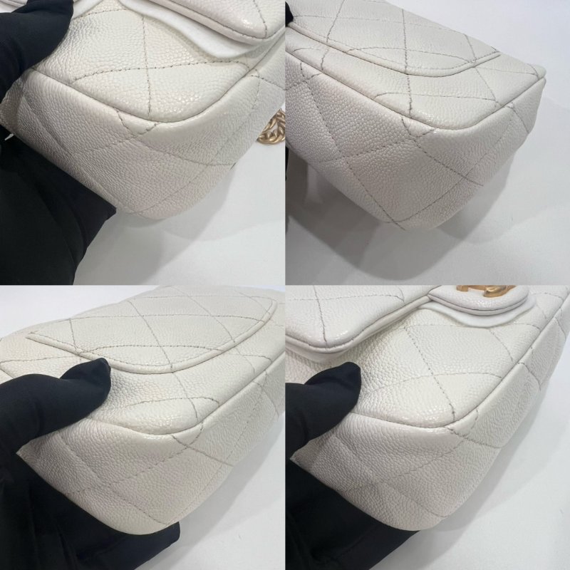 CHANEL CF愛心金球CF20金鍊包荔枝白AS3829/晶片款-9