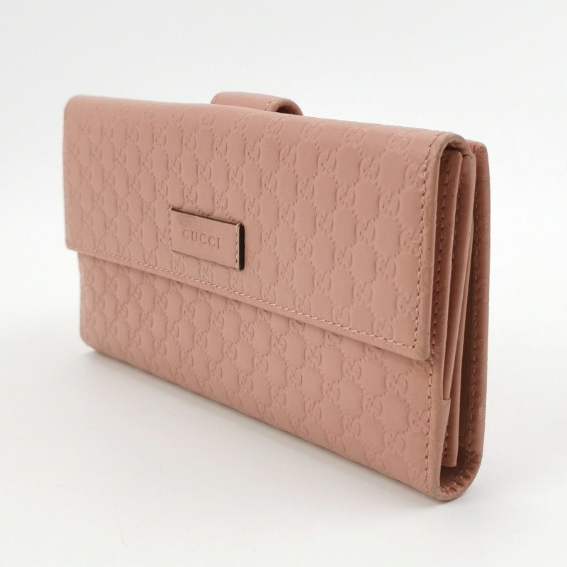 Gucci 牛皮純色壓紋雙G老花錢包-1