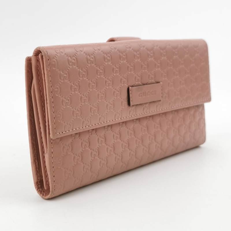 Gucci 牛皮純色壓紋雙G老花錢包-2