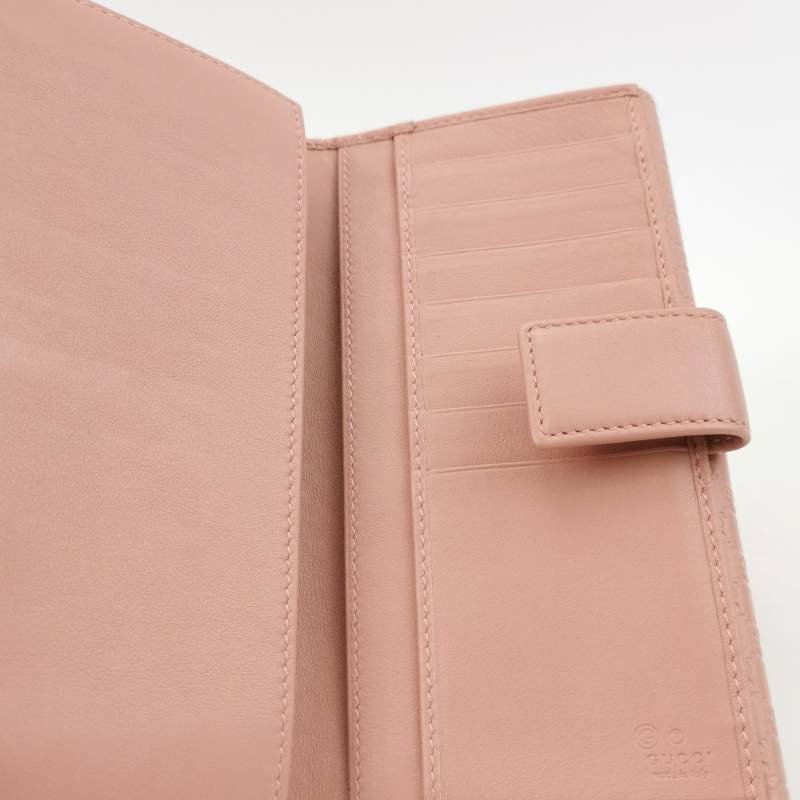 Gucci 牛皮純色壓紋雙G老花錢包-5