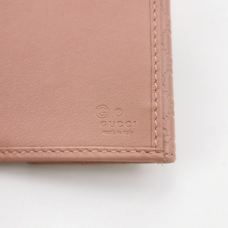 Gucci 牛皮純色壓紋雙G老花錢包-6