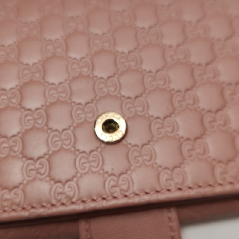 Gucci 牛皮純色壓紋雙G老花錢包-10