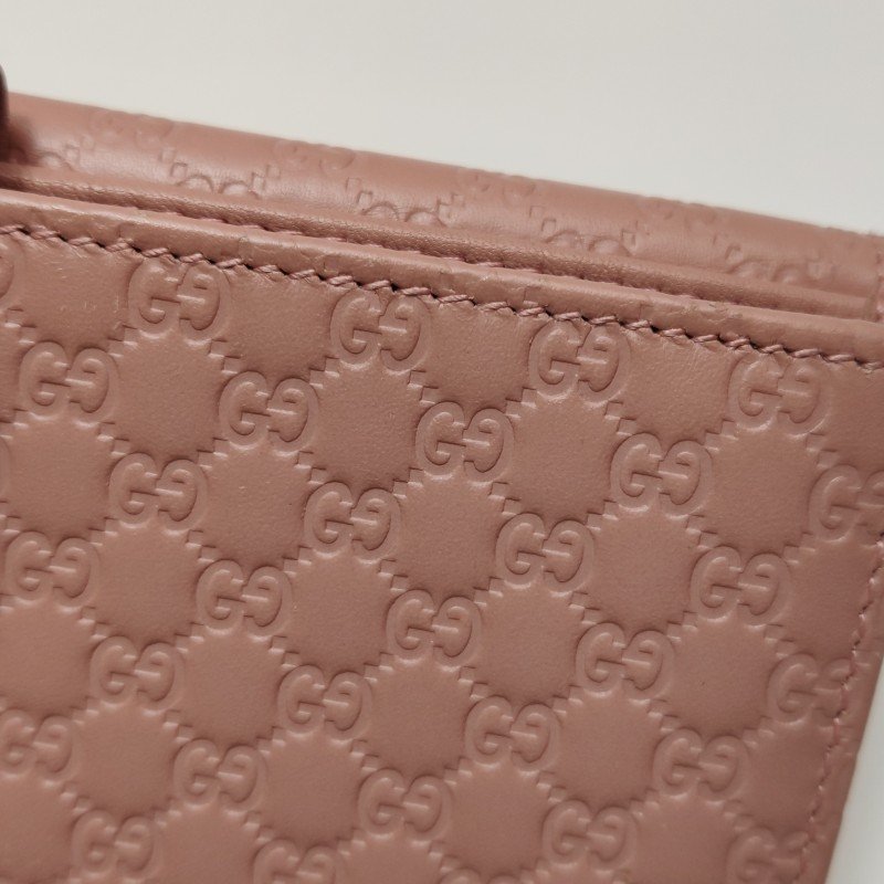 Gucci 牛皮純色壓紋雙G老花錢包-14