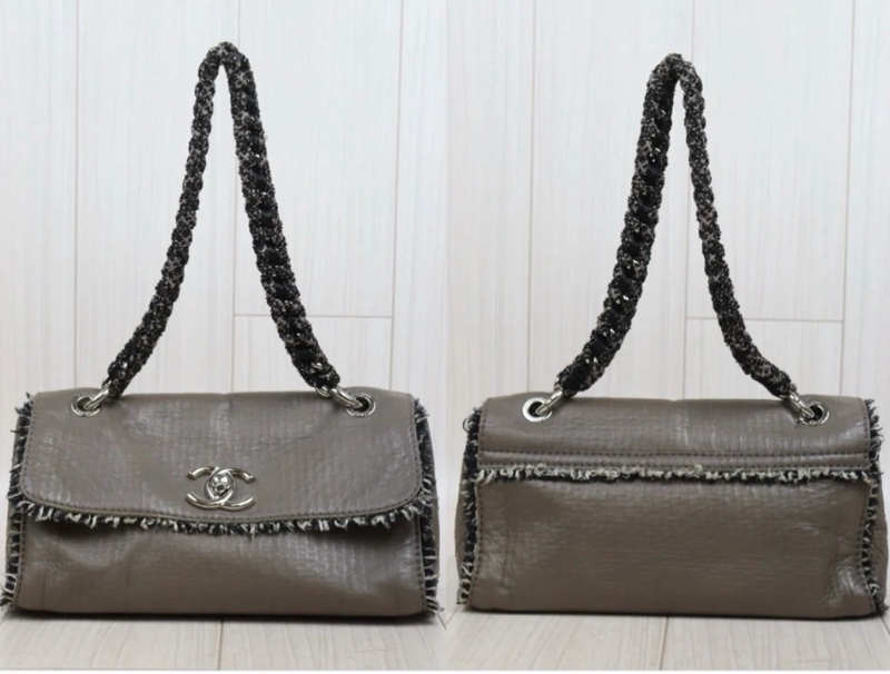 「JL精品代購」9新 Chanel 香奈兒 大象灰 油蠟皮 單肩包-2