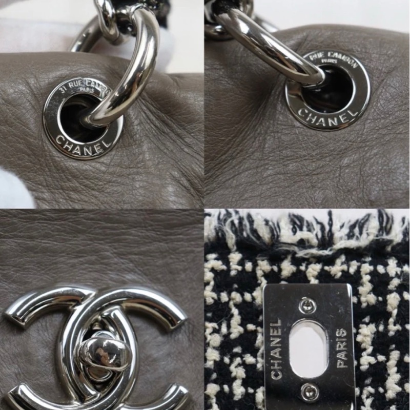 「JL精品代購」9新 Chanel 香奈兒 大象灰 油蠟皮 單肩包-9