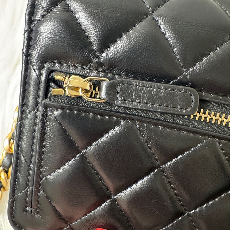 CHANEL羊黑霧金釦Woc-15