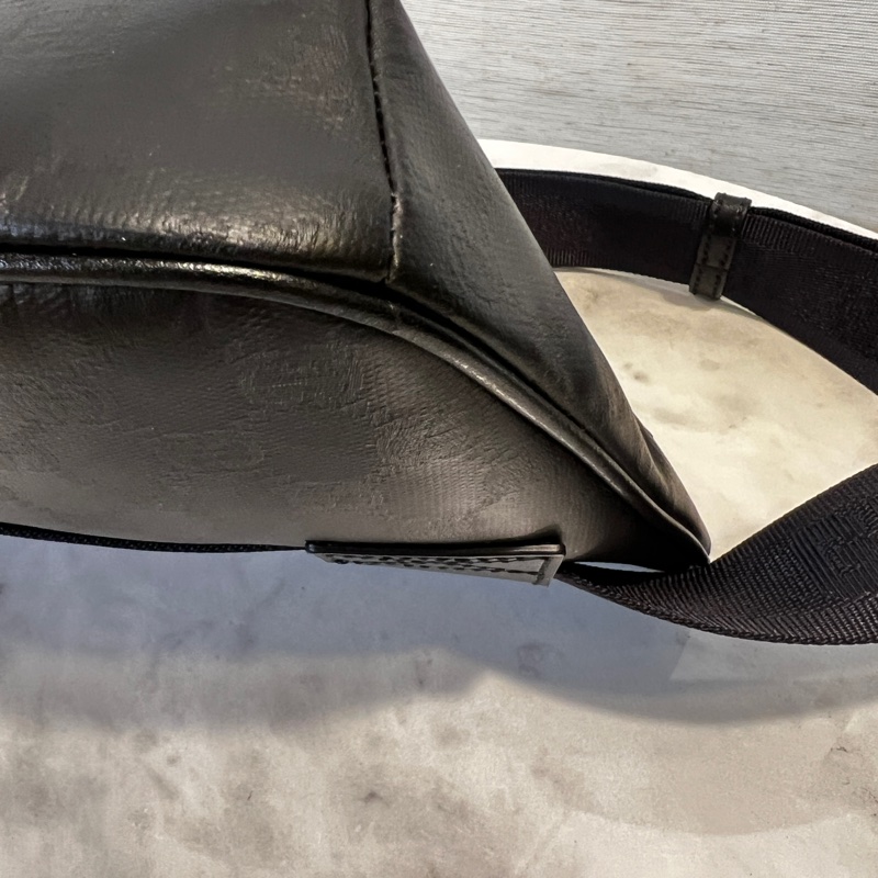 Gucci 黑啞光帆布一字拉Crystal腰包-9