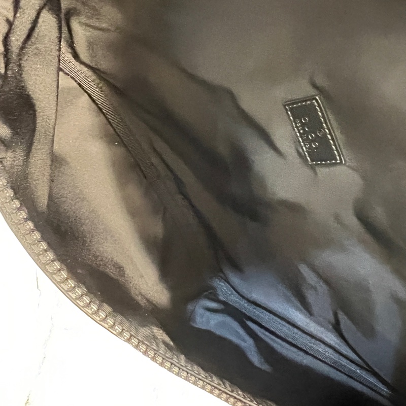 Gucci 黑啞光帆布一字拉Crystal腰包-10