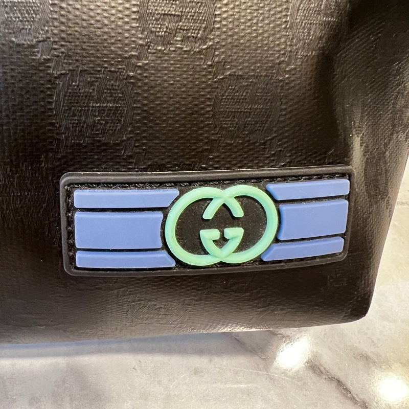 Gucci 黑啞光帆布一字拉Crystal腰包-11