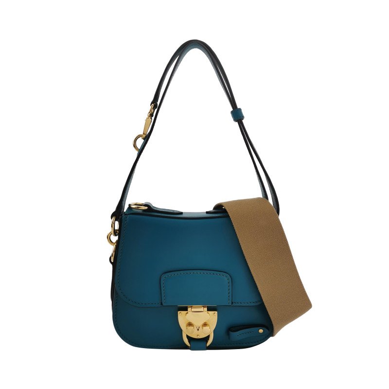 Miu Miu 牛皮純色金屬鎖扣翻蓋斜挎包單肩包-0