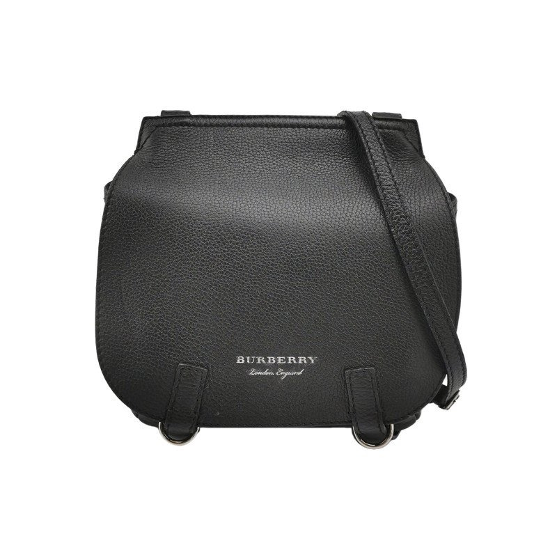 Burberry 牛皮純色字母Logo斜挎單肩包-0