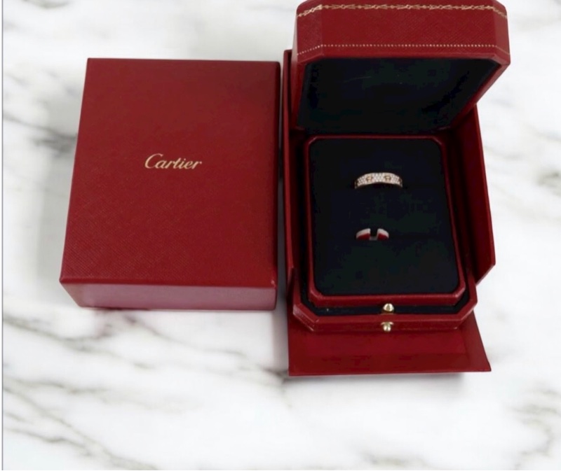 「JL精品代購」 98新 Cartier 卡地亞 love 滿鑽 戒指-0