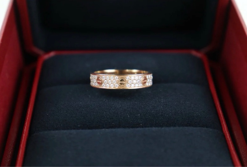 「JL精品代購」 98新 Cartier 卡地亞 love 滿鑽 戒指-1
