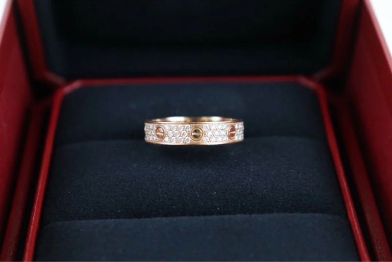 「JL精品代購」 98新 Cartier 卡地亞 love 滿鑽 戒指-2