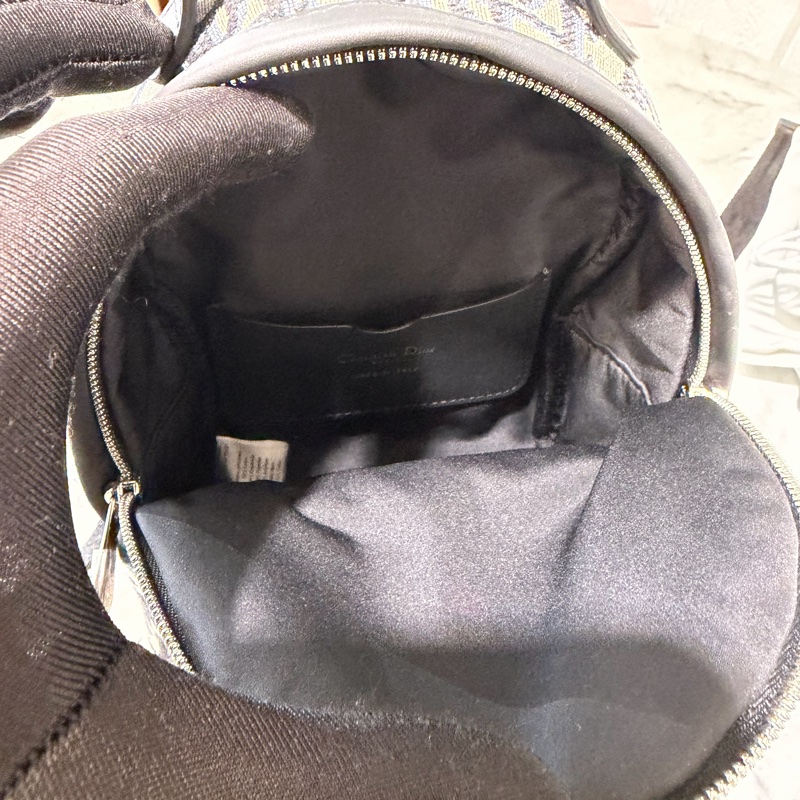 Dior藍緹花拼黑牛皮Rider Mini金釦手提後背包M1524PTZL-6