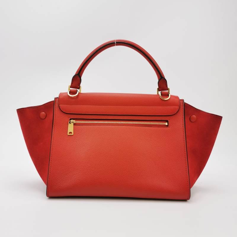 Celine Trapeze 鞦韆包小號牛皮翻毛皮純色方形鎖扣單肩包-4