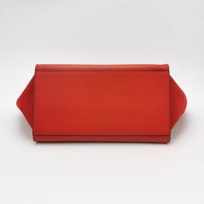 Celine Trapeze 鞦韆包小號牛皮翻毛皮純色方形鎖扣單肩包-5