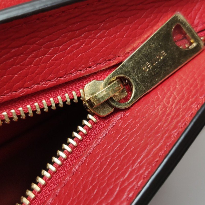 Celine Trapeze 鞦韆包小號牛皮翻毛皮純色方形鎖扣單肩包-12