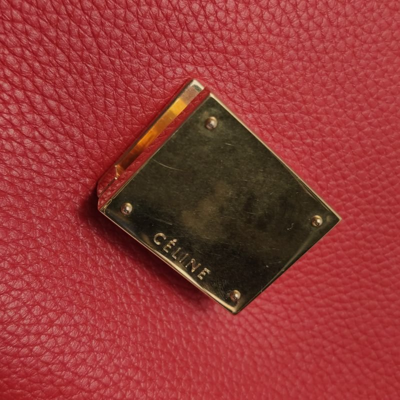 Celine Trapeze 鞦韆包小號牛皮翻毛皮純色方形鎖扣單肩包-13