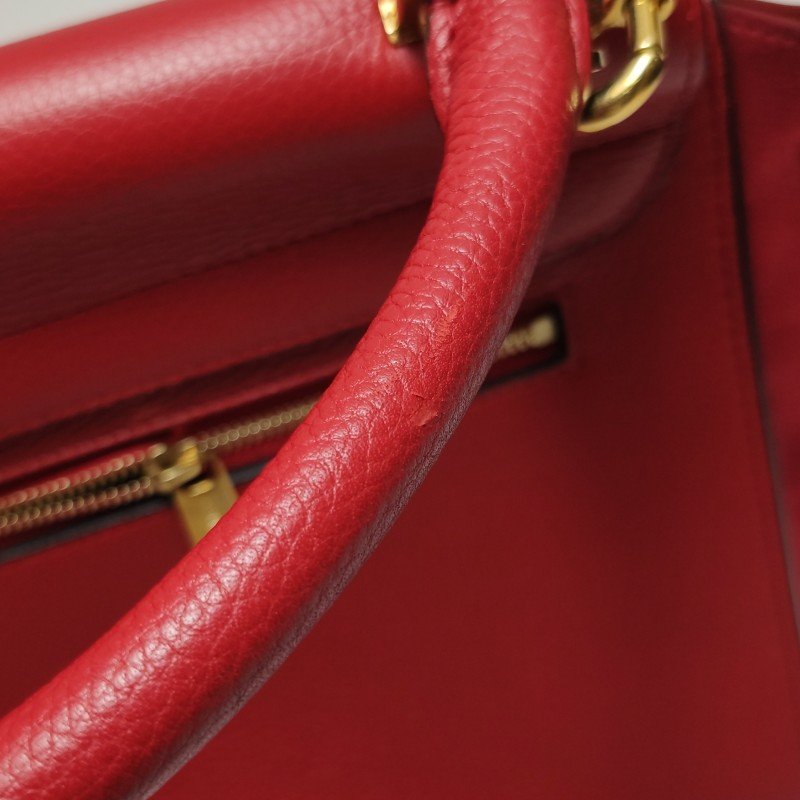 Celine Trapeze 鞦韆包小號牛皮翻毛皮純色方形鎖扣單肩包-18