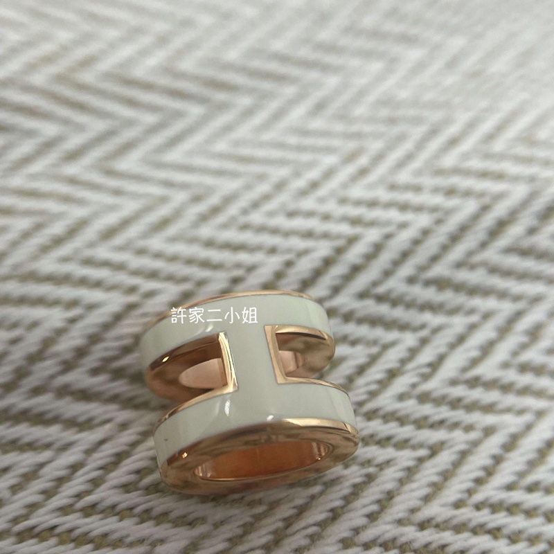 Hermes 99新閒置 Pop H Mini耳環 白色玫瑰金-2