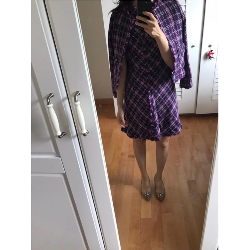 kate spade 紫色格仔裙(及膝)-3