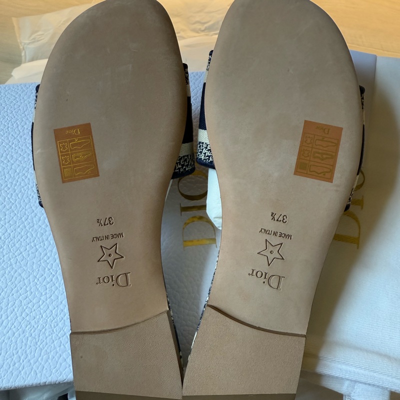 <全新>Dior 藍色刺繡棉 拖鞋  37.5碼-3